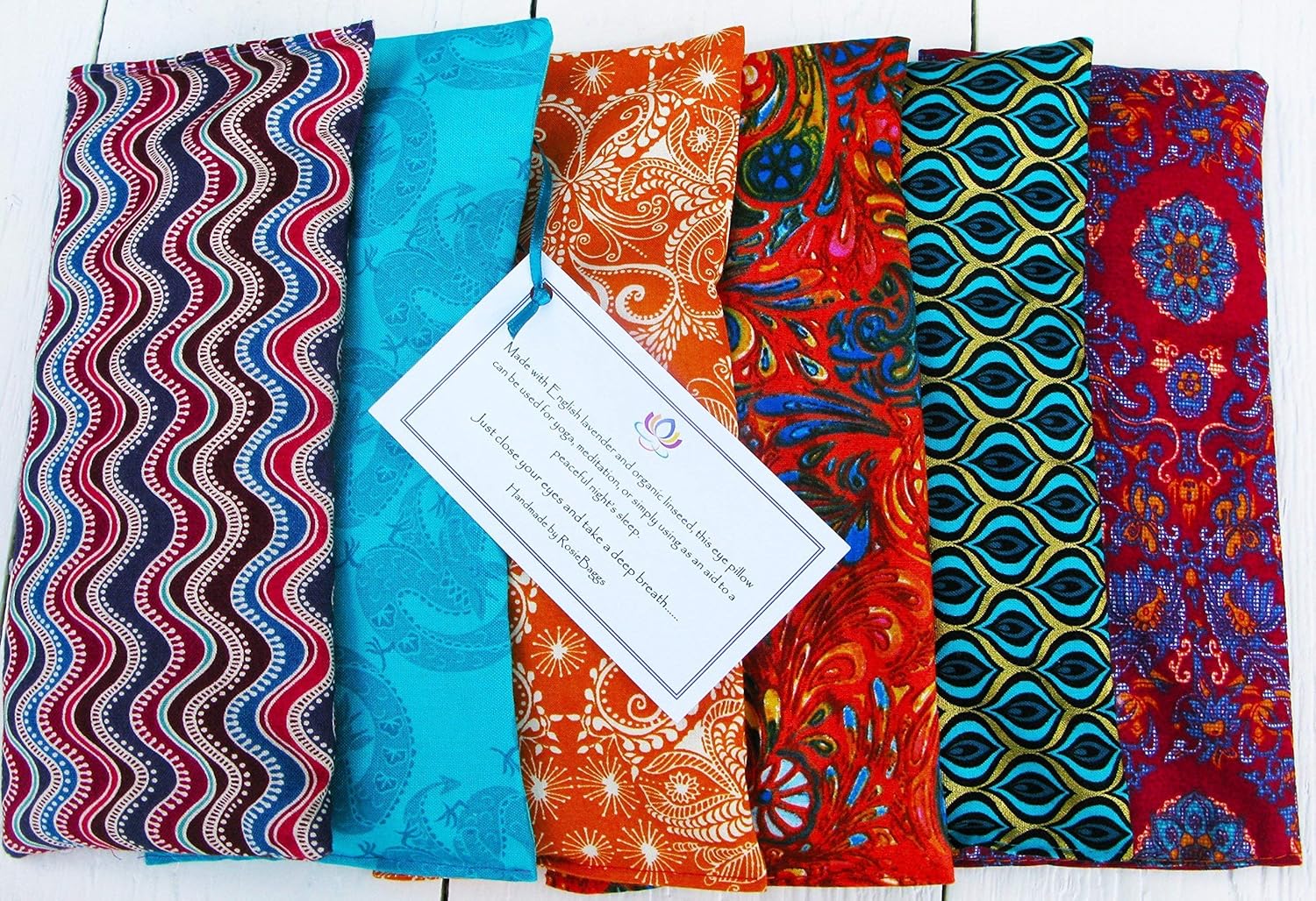 Set Of 6 Lavender And Linseed Eye Pillows For Yoga Meditation