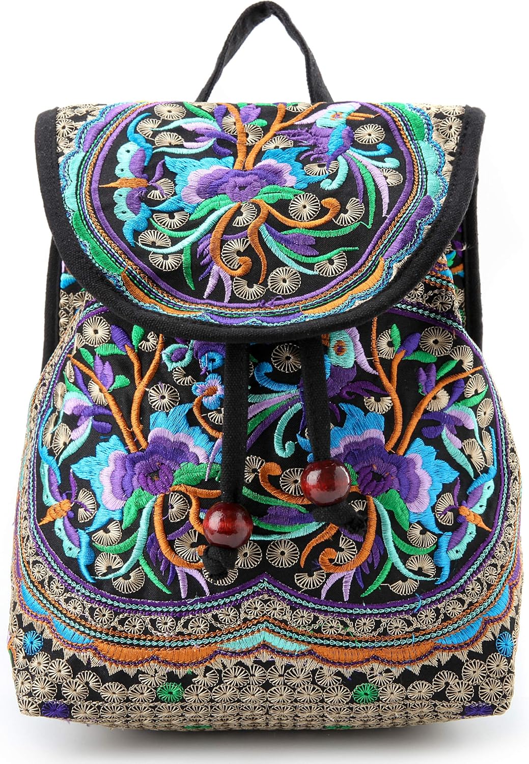 Goodhan Vintage Embroidered Women Backpack Ethnic Travel Handbag Shoulder Bag