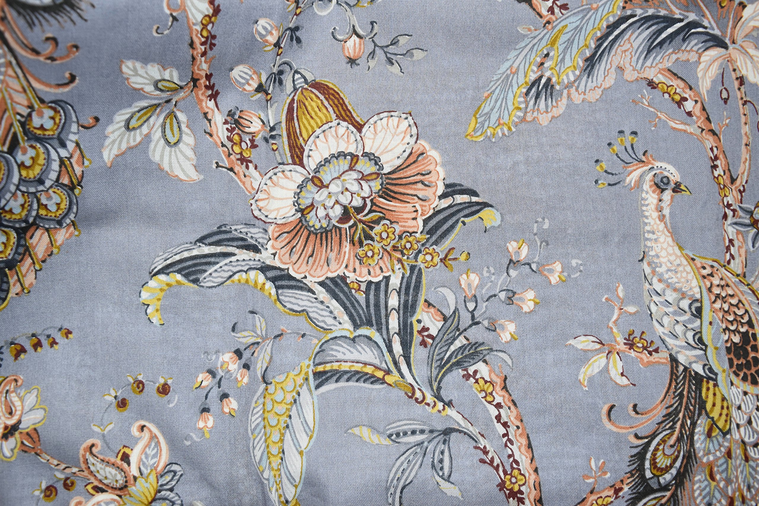 Tahari Home Window Curtains Peacock Jacobean Birds Flowers 50by96