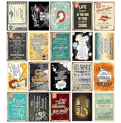 20 Spruchkarten 2 Retro Postkarten Mit Lustigen Sprüchen 20 Verschiedene Sprüche 148 X 105 Cm