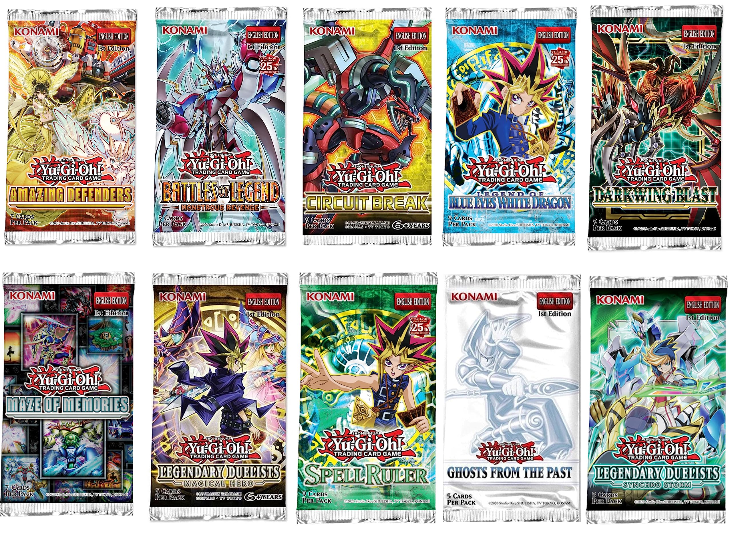 YuGiOh! Card Booster Pack Bundle - 10 Random YuGiOh Booster Packs + 100+ Card Deck Box