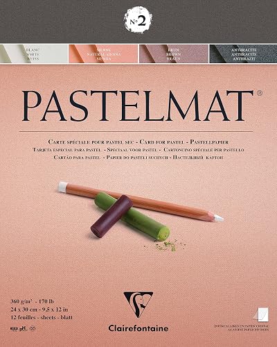Clairefontaine Pastelmat Pad 12 Sheets 360gsm 24x30cm Assorted Colours