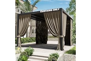 Kimunuk Gazebo Universal Replacement Privacy Curtain,12'×12' Gazebo Outdoor Waterproof Curtains, 4-Panels Sidewall Curtains with Double Zipper for Patio Canopy, Garden and Backyard (Curtain Only)
