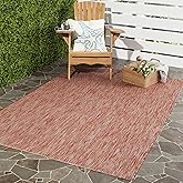 SAFAVIEH Washable Rug Outdoor Courtyard Collection - 5'3" x 7'7", Red, Non-Shedding & Easy Cleaning, Ideal for Patio, Backyar