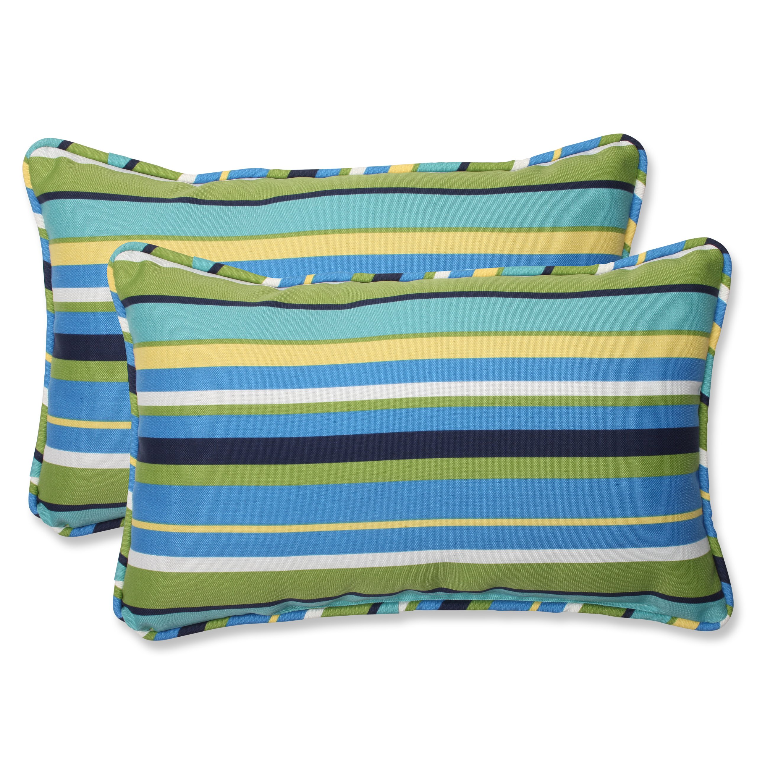 Pillow Perfect Outdoor Topanga Stripe Lagoon Rectangular Throw Pillow