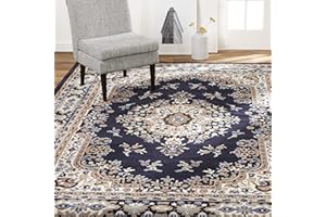 Home Dynamix Premium Sakarya Traditional Medallion Border Area Rug, Navy Blue/Brown, 7'8"x10'7" Rectangle