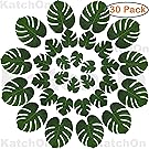 Real Looking Artificial Plant Leaves - Pack of 30 | Monstera Palm Leaves | Tropical Leaves Decorations | Palm Leaves Decorations | Luau Safari Party Supplies | Jungle-Beach-Birthday Theme | 3 Sizes