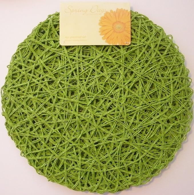 Lime Green Tangled Woven Round Placemats (Set of 4) Amazon.co.uk