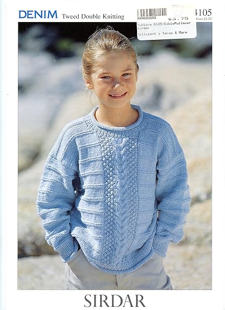 Sirdar Denim Tweed Dk Knitting Pattern 4105 Sweater Children 1yr 12yrs Sirdar Denim Tweed Dk Knitting Pattern 4105 Sweater Children 1yr 12yrs