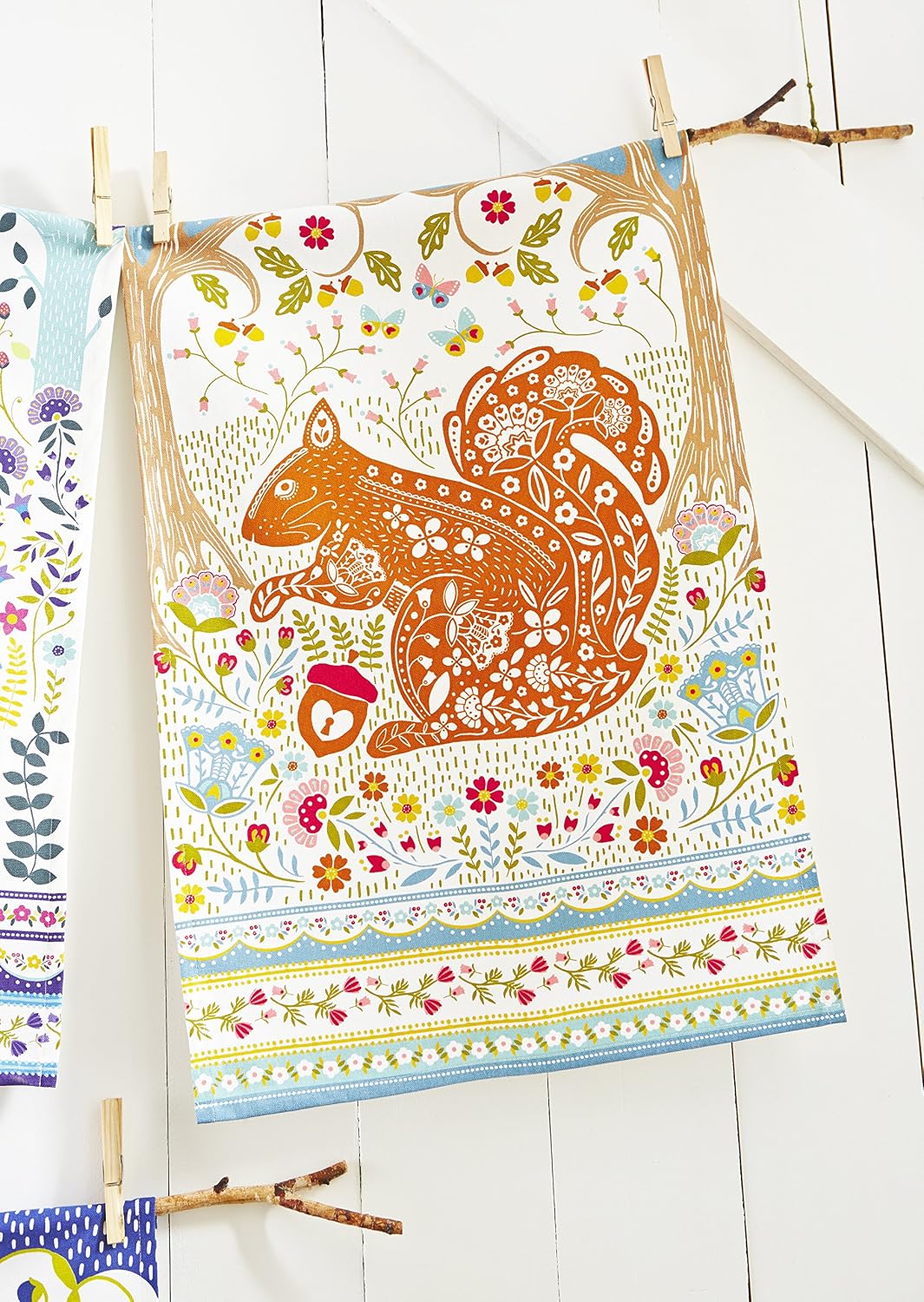 Woodland Squirrel Tea Towel, Brown - Image 3