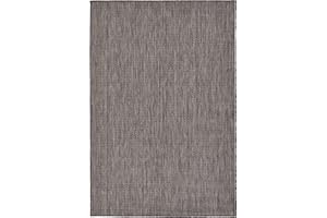 Unique Loom Collection Casual Transitional Solid Heathered Indoor/Outdoor Flatweave Area Rug (4' 1" x 6' 1" Rectangle, Black/Ivory)