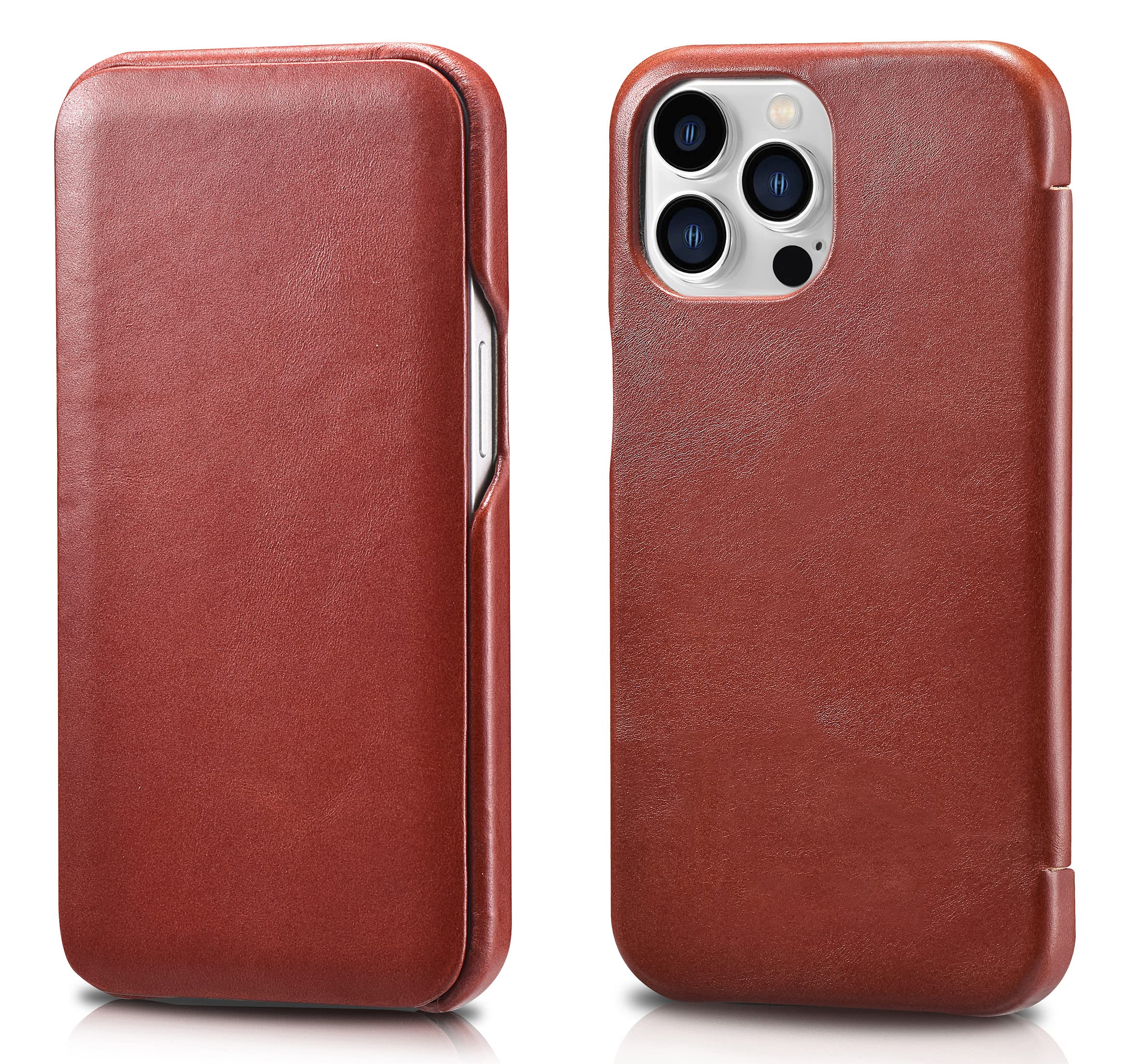 FUTLEX Leather Folio Case Compatible with iPhone 13 Pro - Vintage Style Genuine Leather Flip Folio Design Cover - Built-in Magnetic Closure - Red