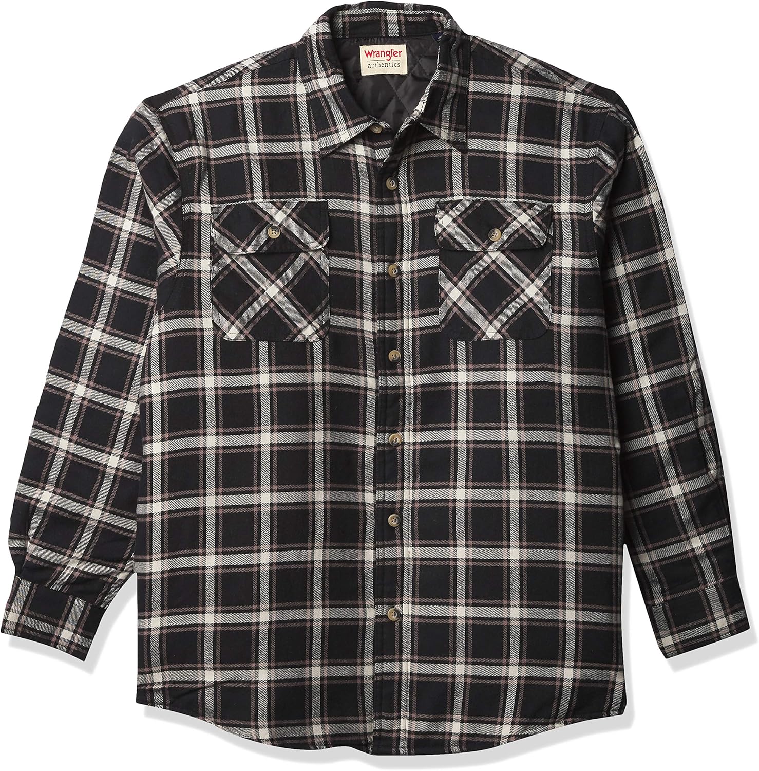 Wrangler Authentics Men's Long Sleeve Quilted Lined Flannel Shirt