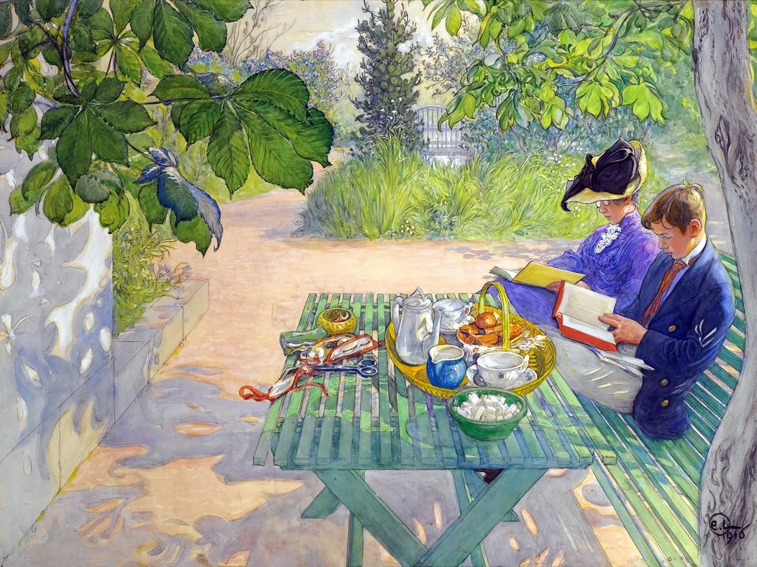 rest in the garden by C. Larsson Tile Mural Kitchen Backsplash Marble Ceramic - Picture 2 of 19