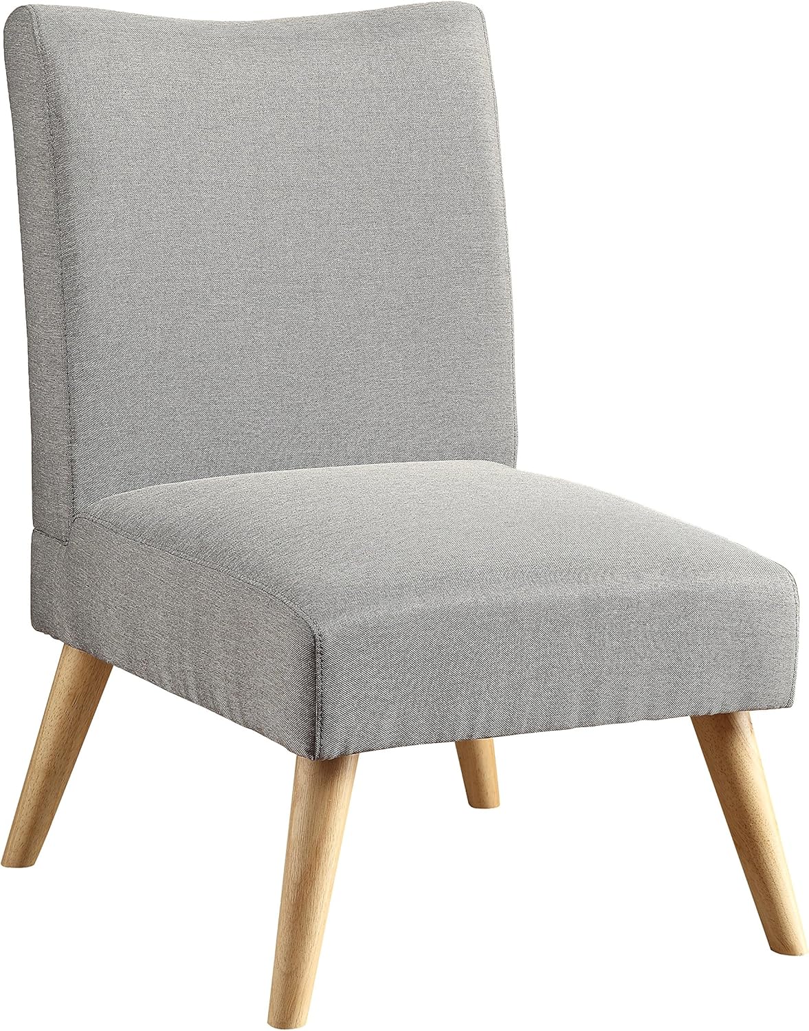 Furniture of America Anthony Mid-Century Modern Armless Living Room Chair with Wooden Legs and Fabric Upholstery, Gray