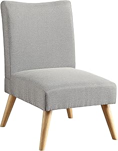 Furniture of America Anthony Mid-Century Modern Armless Living Room Chair with Wooden Legs and Fabric Upholstery, Gray