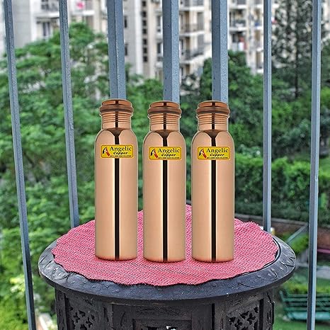 Angelic Copper Plain Bottle Set, 1 Litre, Set of 3, Brown