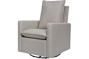 Babyletto Cali Pillowback Swivel Glider in Performance Grey Eco-Weave, Water Repellent & Stain Resistant, Fabric, Greenguard Gold and CertiPUR-US Certified