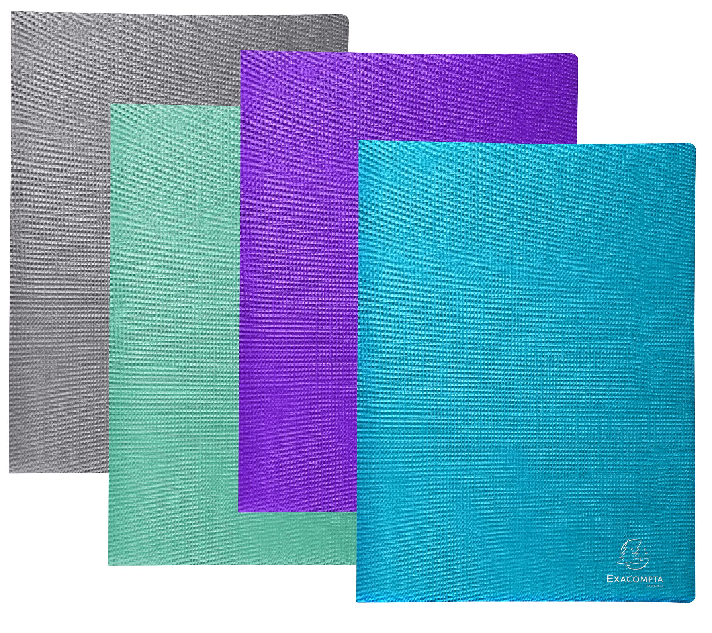 Exacompta - Ref. 88630E - Pack of 4 Teksto document protectors - 30 smooth crystal pockets - 60 views - for A4 - dim 24x32cm - semi-rigid card cover - zero plastic - 4 assorted colors