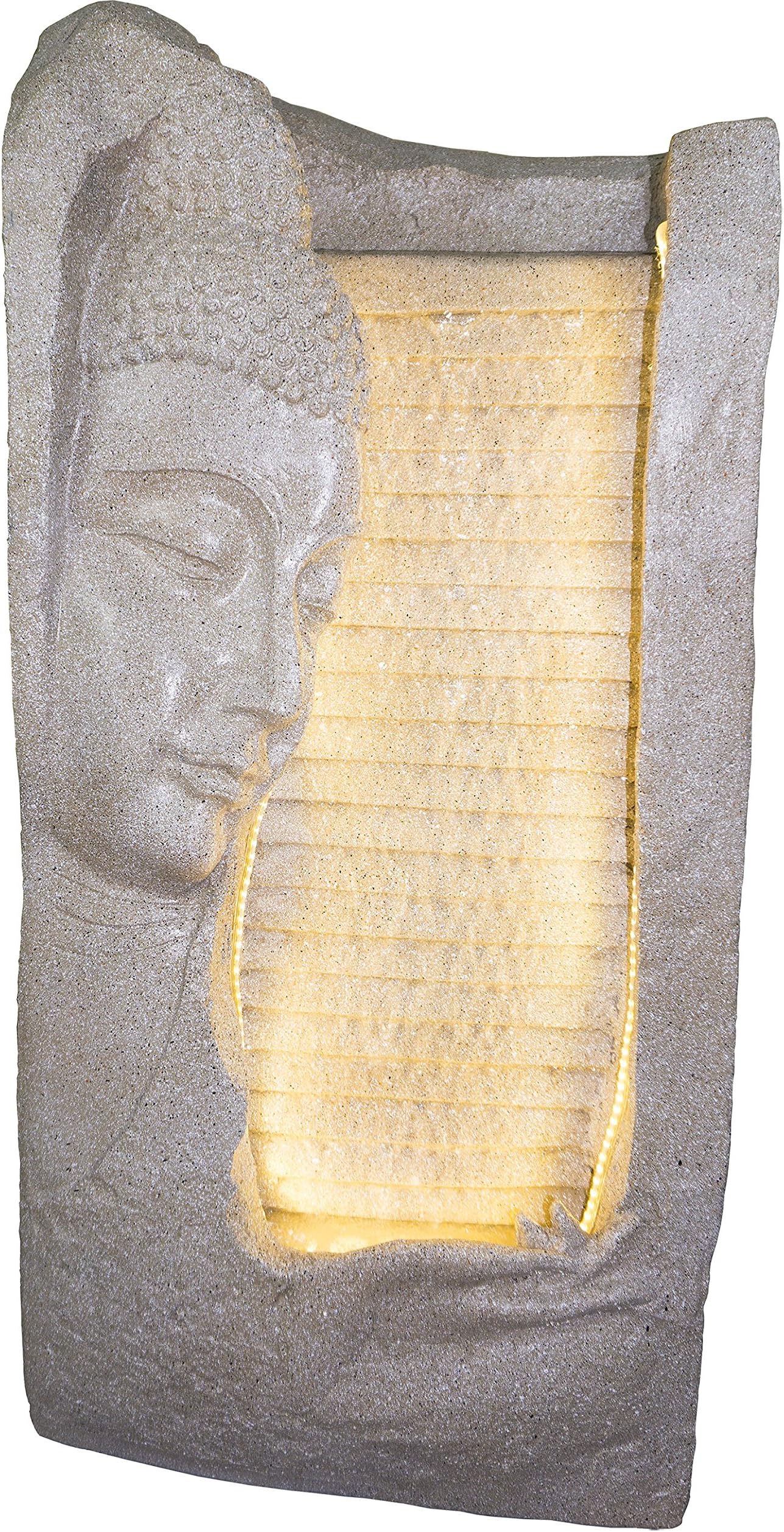 Kaarigari Artifacts Decorative Side Face Lord Buddha Water Fountain for Home/Office/Puja Room/House Warming Gift/Living Room/Hall/Terrace(Yellow)