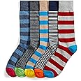 Amazon Essentials Men's Comfortable Patterned Dress Socks, 5 Pairs