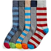 Amazon Essentials Men's Comfortable Patterned Dress Crew Socks, 5 Pairs