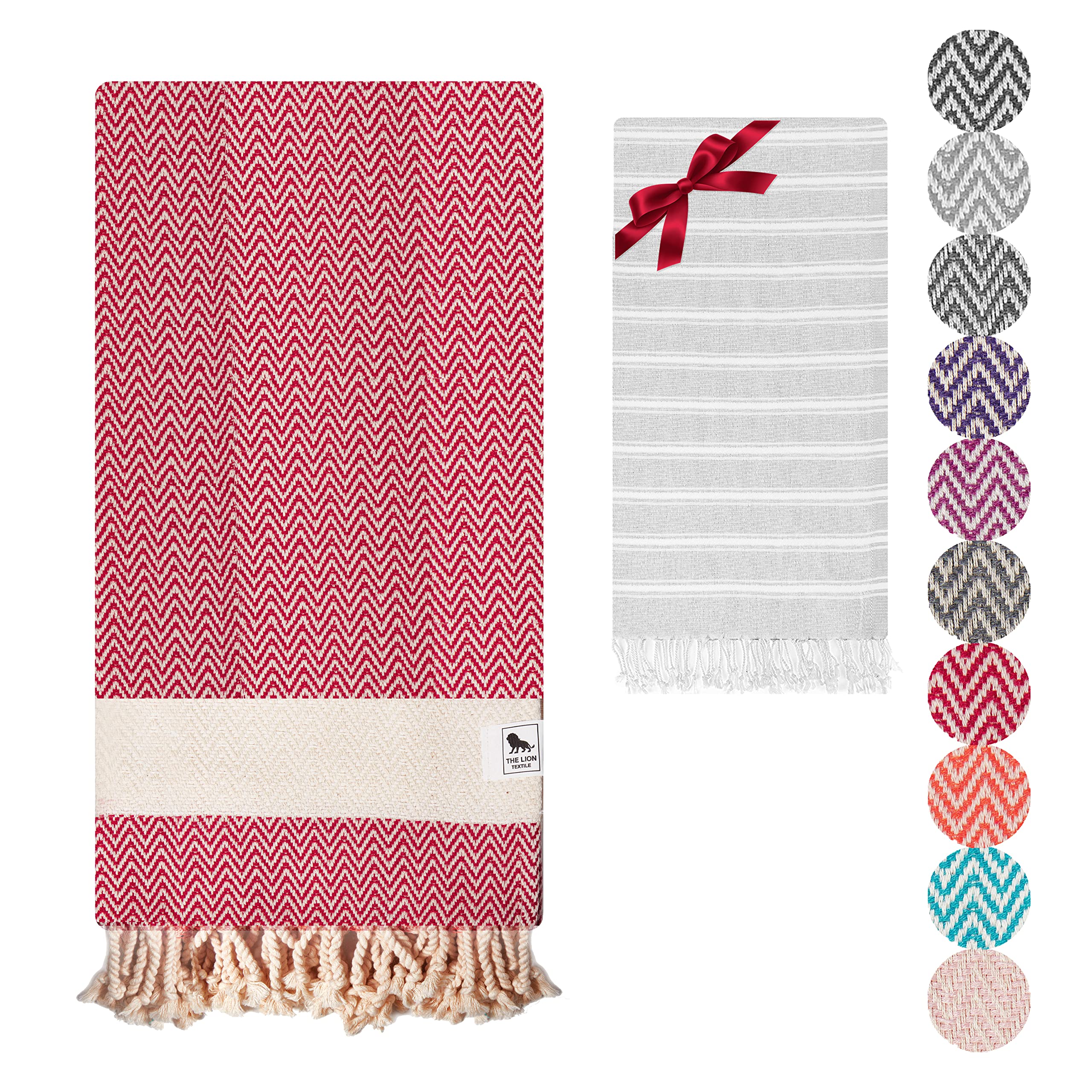 The Lion Textile Beach towel, Bath Towel - Soft,, and Quick-Drying Turkish Towels Hand Set. Perfect for Adults Bathroom, Beach, Pool, SPA, Gym, Yoga 94x180cm+40x100cm.