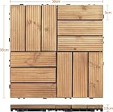 Yaheetech 27 Pcs Decking Tiles 30x30cm Interlocking Outdoor Flooring Natural view 7
