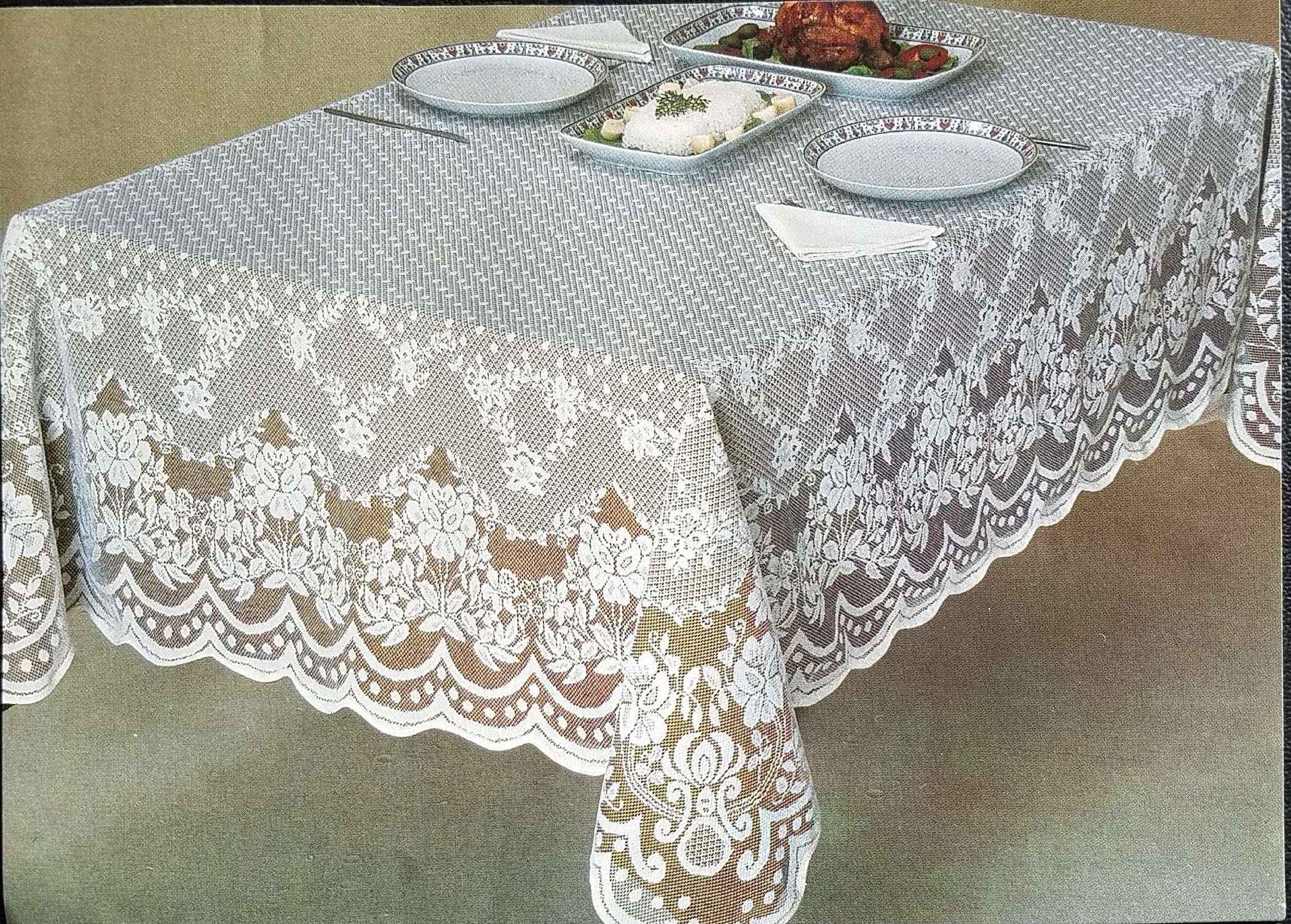 AdonisUSAVeneza White and Ecru / Ivory Lace Tablecloth, Floral Pattern and Shapes. Perfect for Wedding, Banquet,Party Table (39" Square, White)