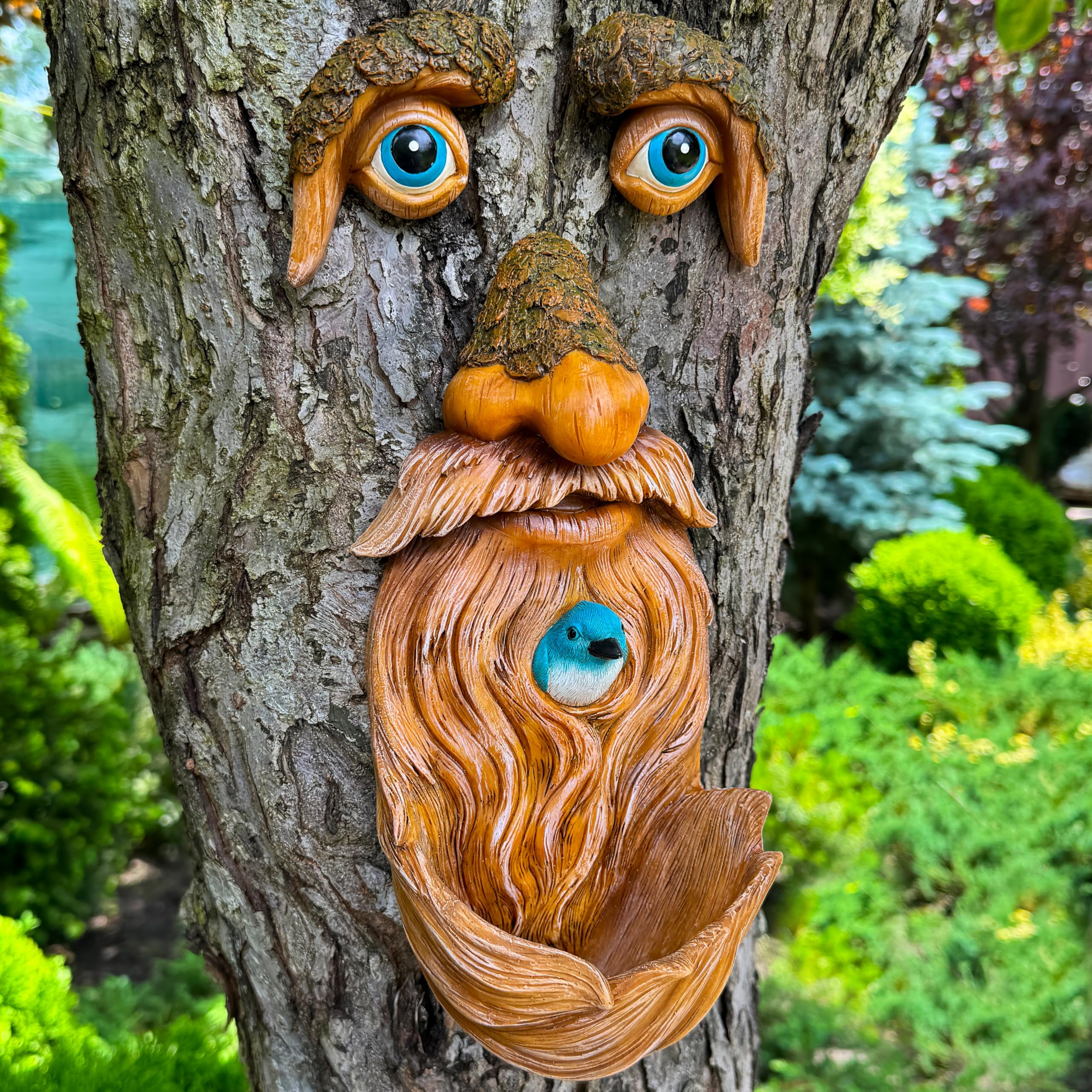Photo 1 of Mood Lab Tree Faces Decor Outdoor - Old Man Bird Feeder - Tree Hugger Garden Decoration - Yard Art Statues