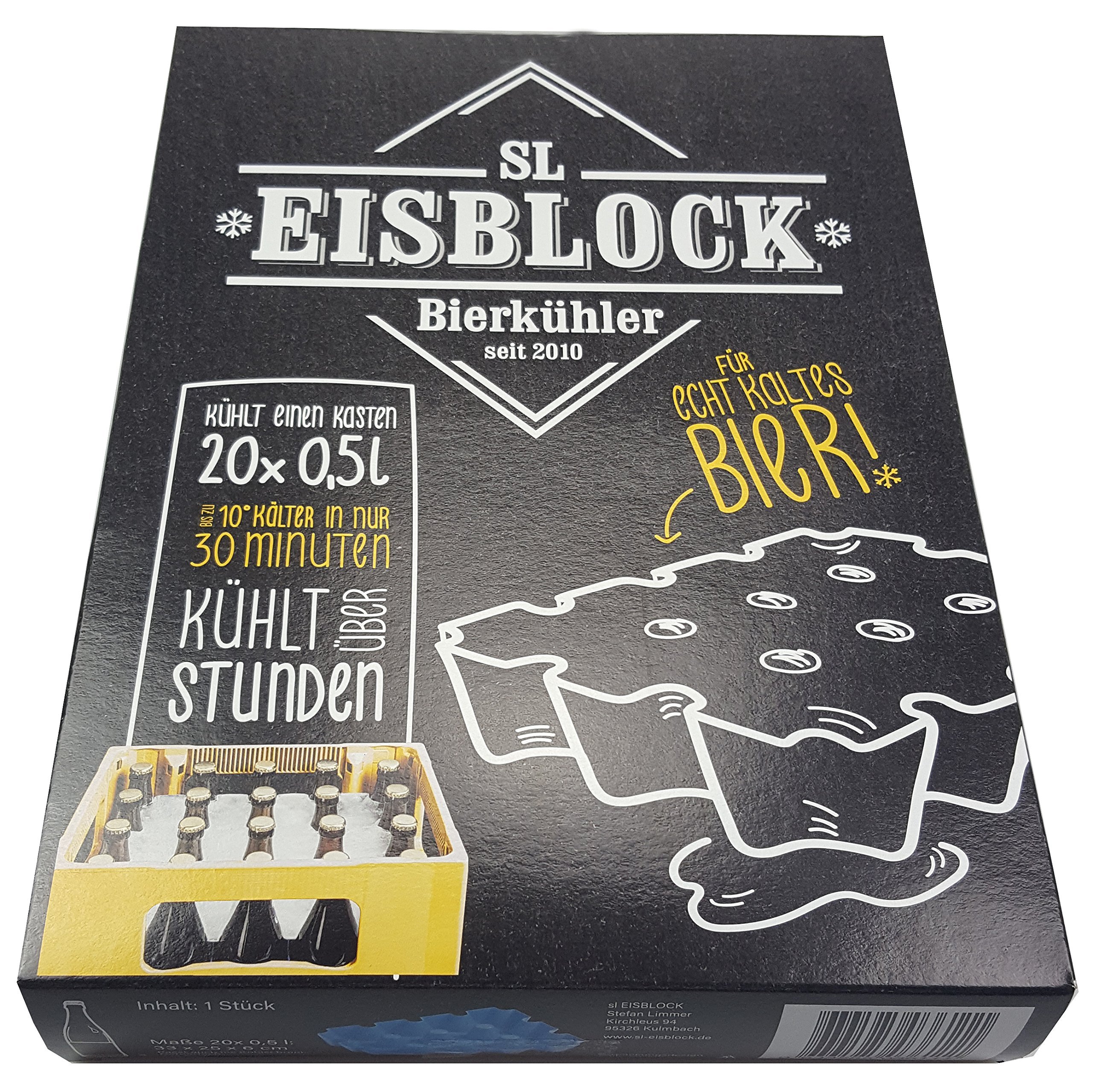 SL-Eisblock Ice Block Beer Cooler Crate, for 0.5 L Bottles, Made in Germany Geschenkverpackung