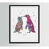 Penguins Love Story Watercolor Art Print Couplet Wall Art Wedding Gift Engagement Gift Valentine's Gift Anniversary Gift Gift For Him For Her Wall Decor Soulmate Poster 8x10 inc. Unframed Print