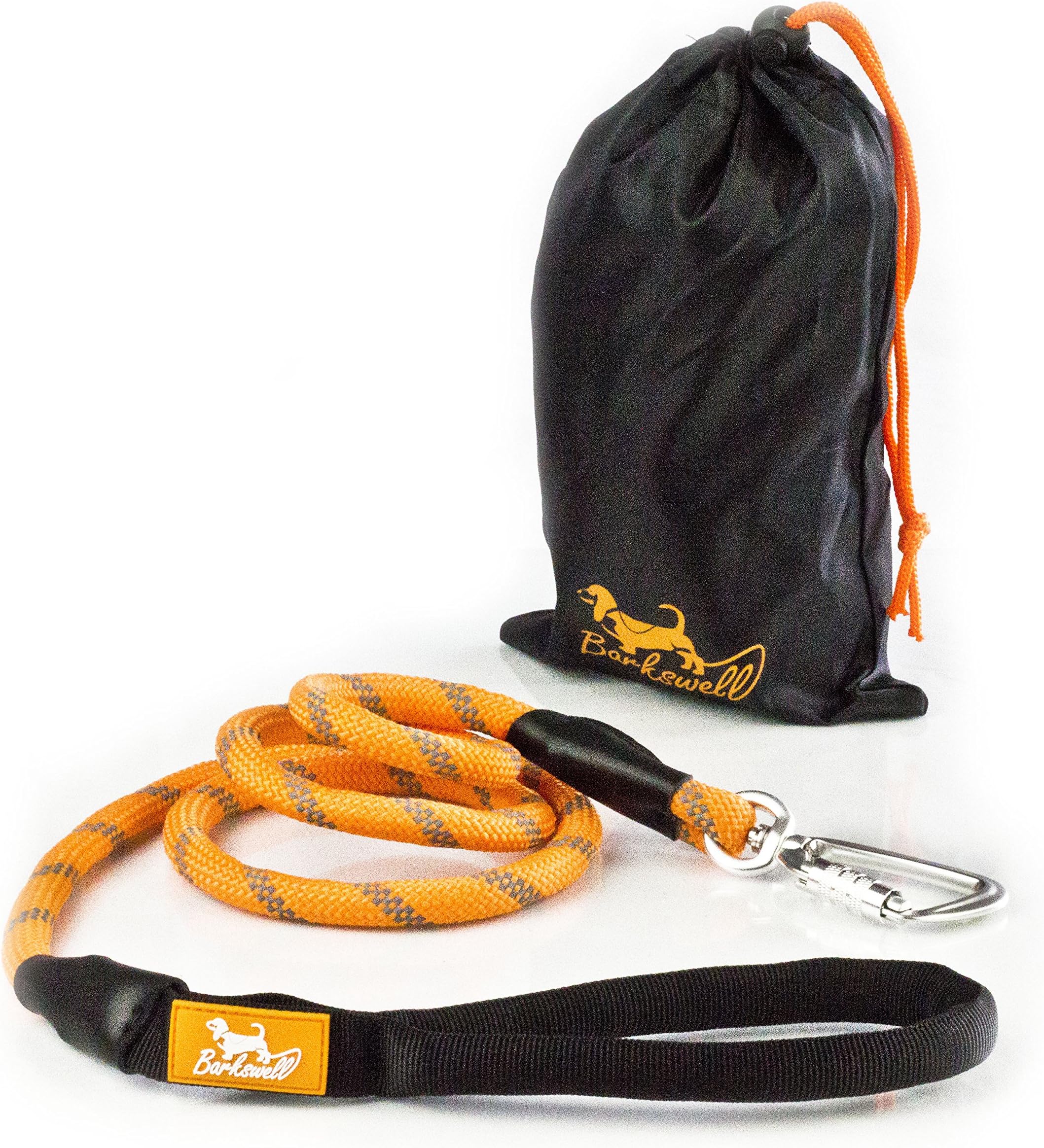 Barkswell Premium Rope Dog Lead - 5 Foot Long Leash with Aluminium Carabiner Clip - Chew Resistant Rope - Soft Handle - Bonus Carry Bag