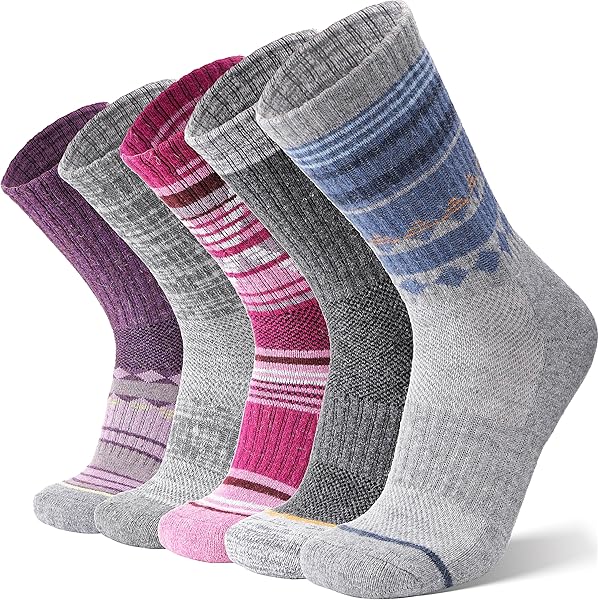 KIRKLAND Signature Ladies' Extra-Fine Merino Wool Crew Socks, 4-Pair Pack, Multi-Color