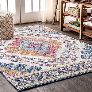 JONATHAN Y Bohemian FLAIR Boho Vintage Medallion Area Rug 3' x 5' Blue/Multi