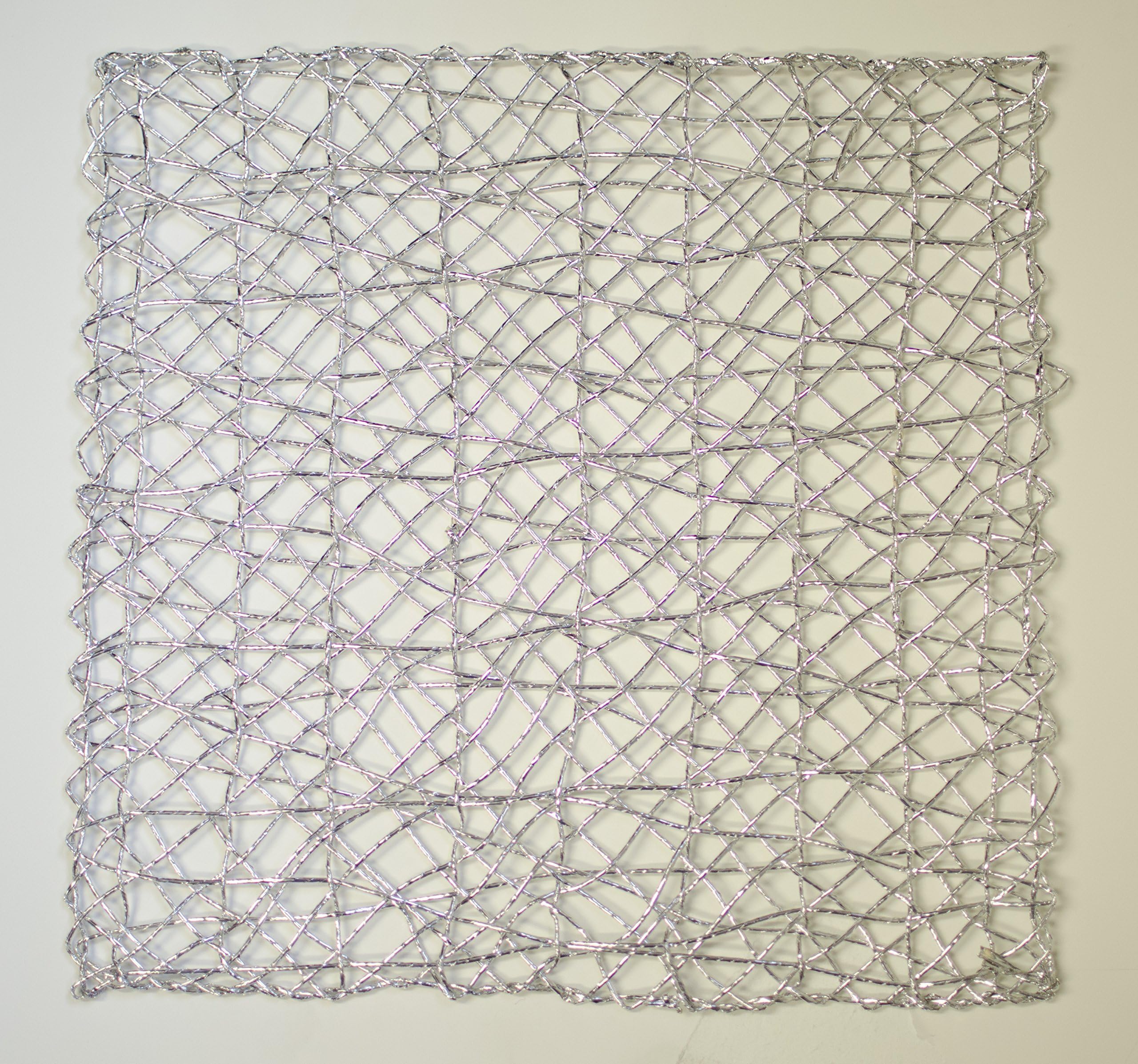 Kashi Home Holiday Decorative Woven Metallic Foil Shining Placemats for Kitchen Table Dinner, Party Holiday Event, Table Décor - Set of 4 (15"x15" Square, Silver)