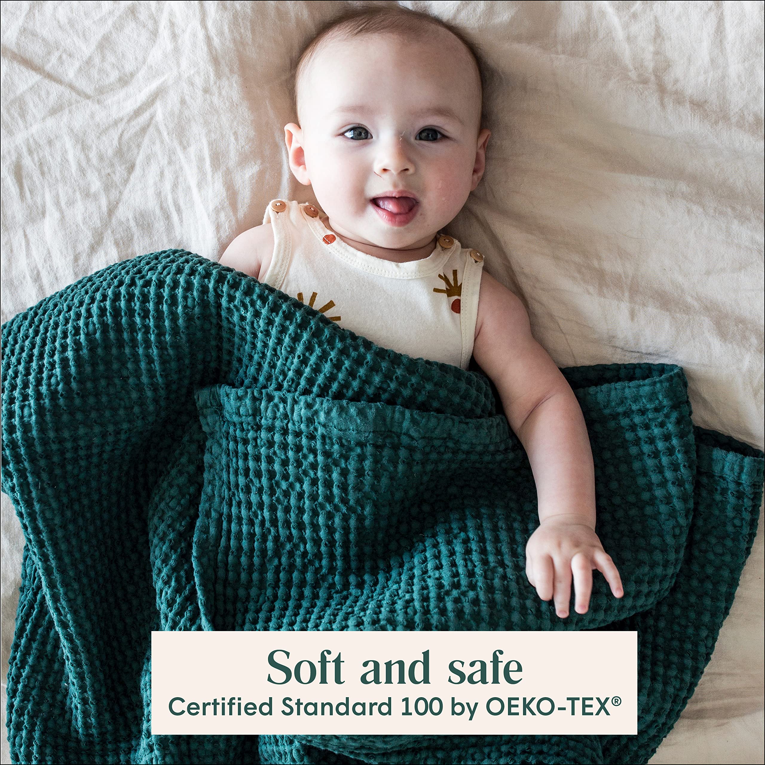 Simka Rose Waffle Baby Blanket Cotton Soft Breathable Swaddle for Nursery, Stroller & Crib Blanket - Receiving Blankets for Boys & Girls, Toddlers- Machine Washable