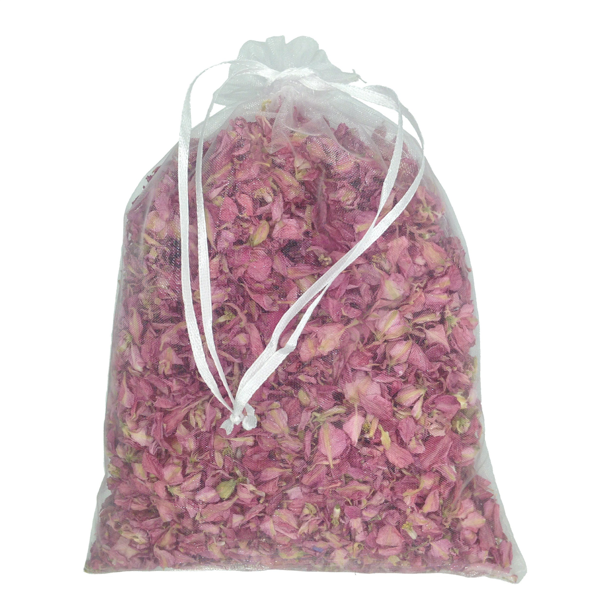Truly Madly Deeply Raspberry Pink 1 Litre Natural Biodegradable Delphinium Petals with a White Organza Bag - Wedding Throwing Confetti