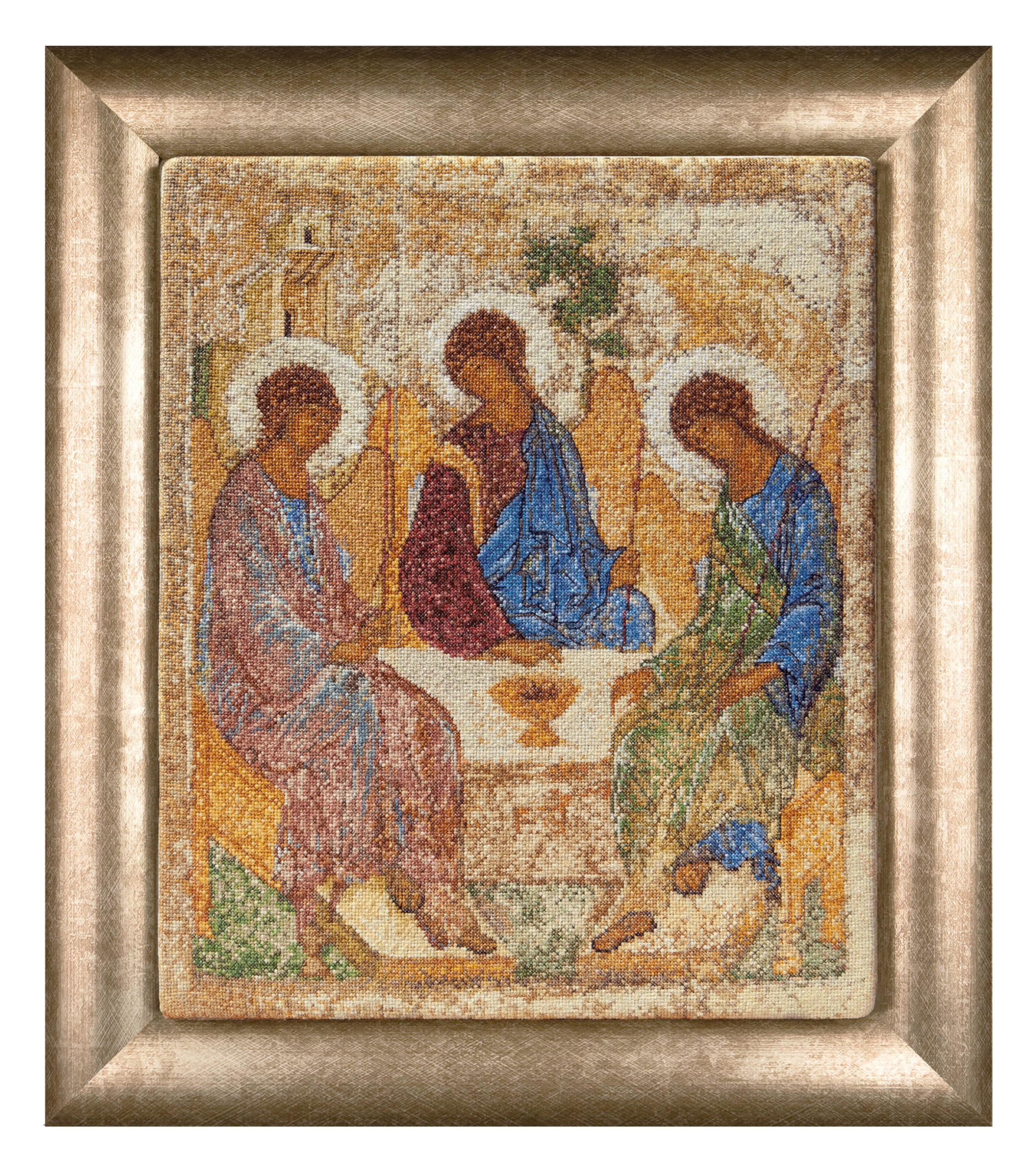 Thea Gouverneur - Counted Cross Stitch Kit - The Holy Trinity - Aida - 18 Count - Embroidery Kits for Adults - Crafts - DMC Embroidery Threads and Other Cross Stitch Supplies Included - 570A