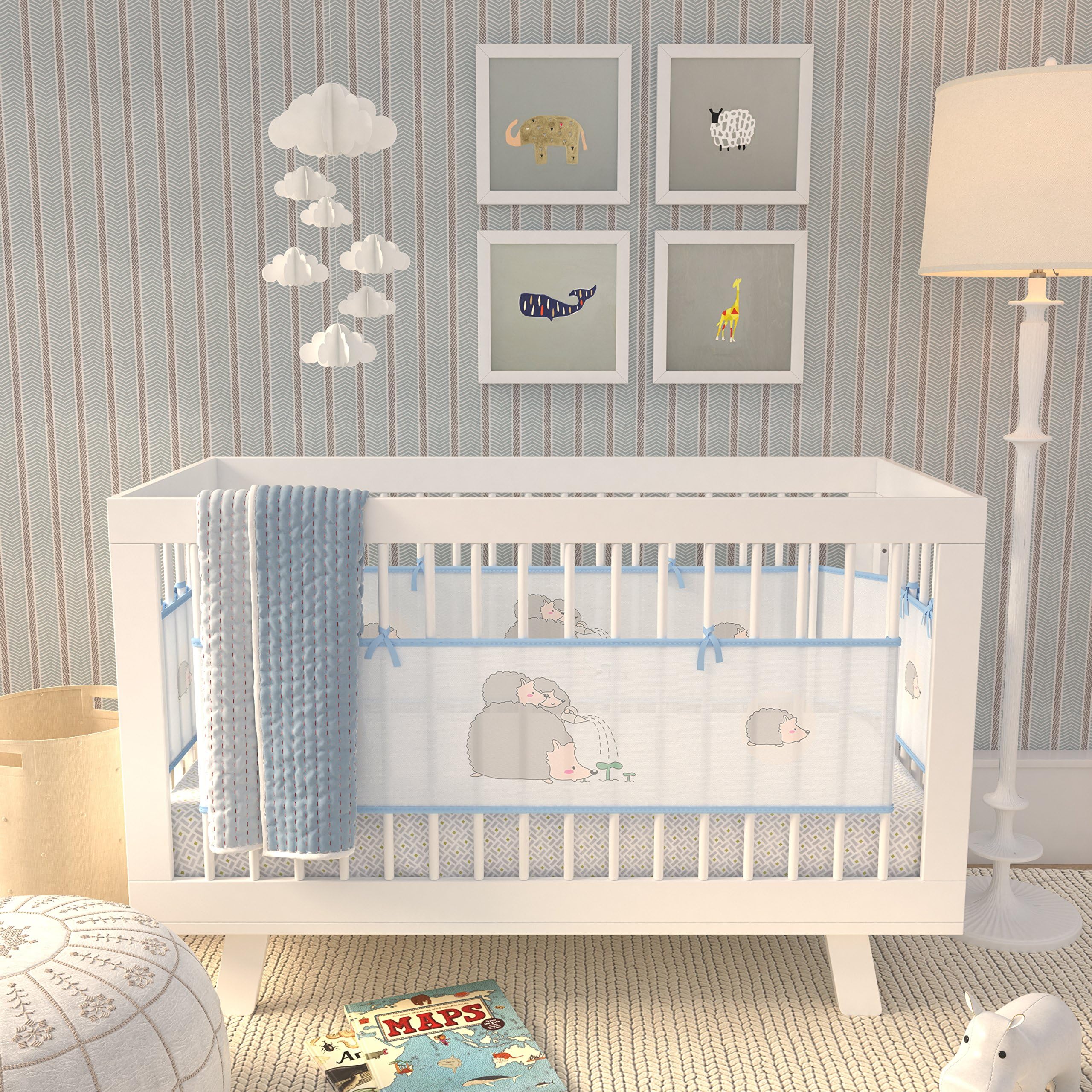 WithCare Breathable Mesh Crib Liner - Hedgehog Family
