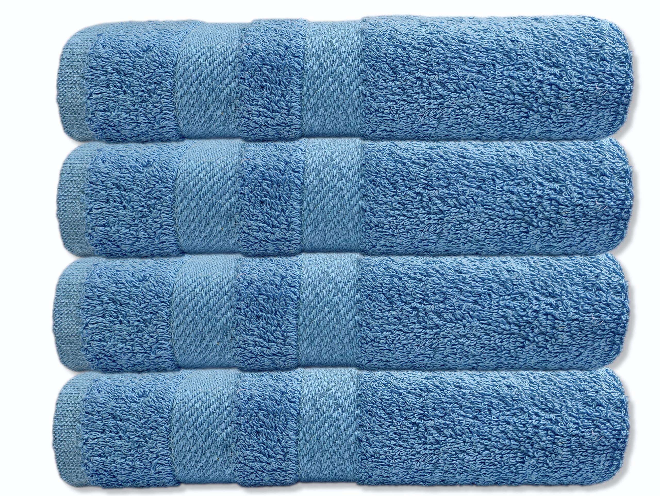 A & B TRADERS Cotton Hand Towels 600 GSM Soft Thick Easycare Multipurpose Daily Use bathroom Gym Spa Salon Sports Towels (Sky, 4)