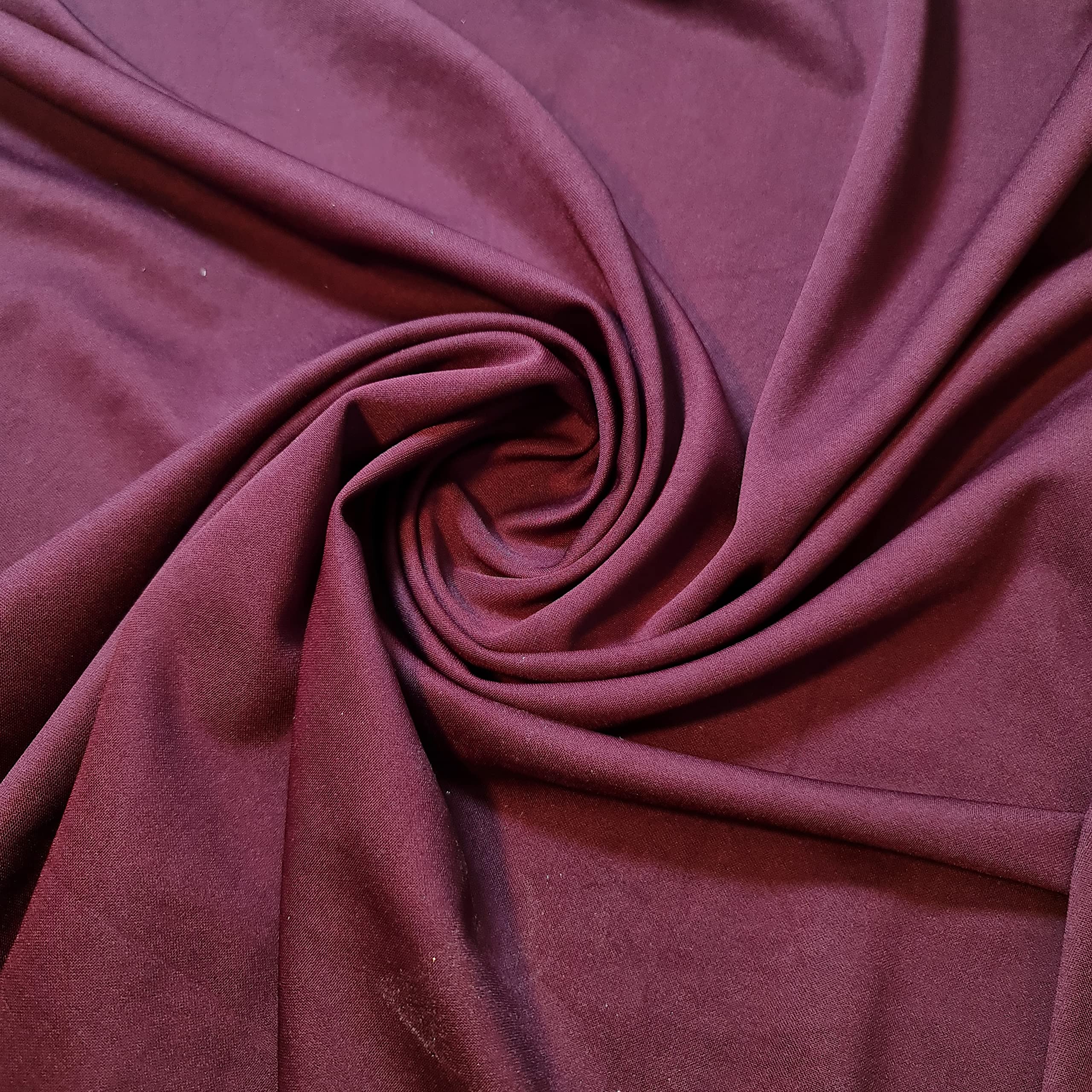 Plain & Printed Scuba Crepe Jersey Stretch Spandex Fabric – Dressmaking Material for Casual & Formal Wear | 58" (150cm) Wide | Sold Per Meter (Pre-Cut Lengths) (Wine)