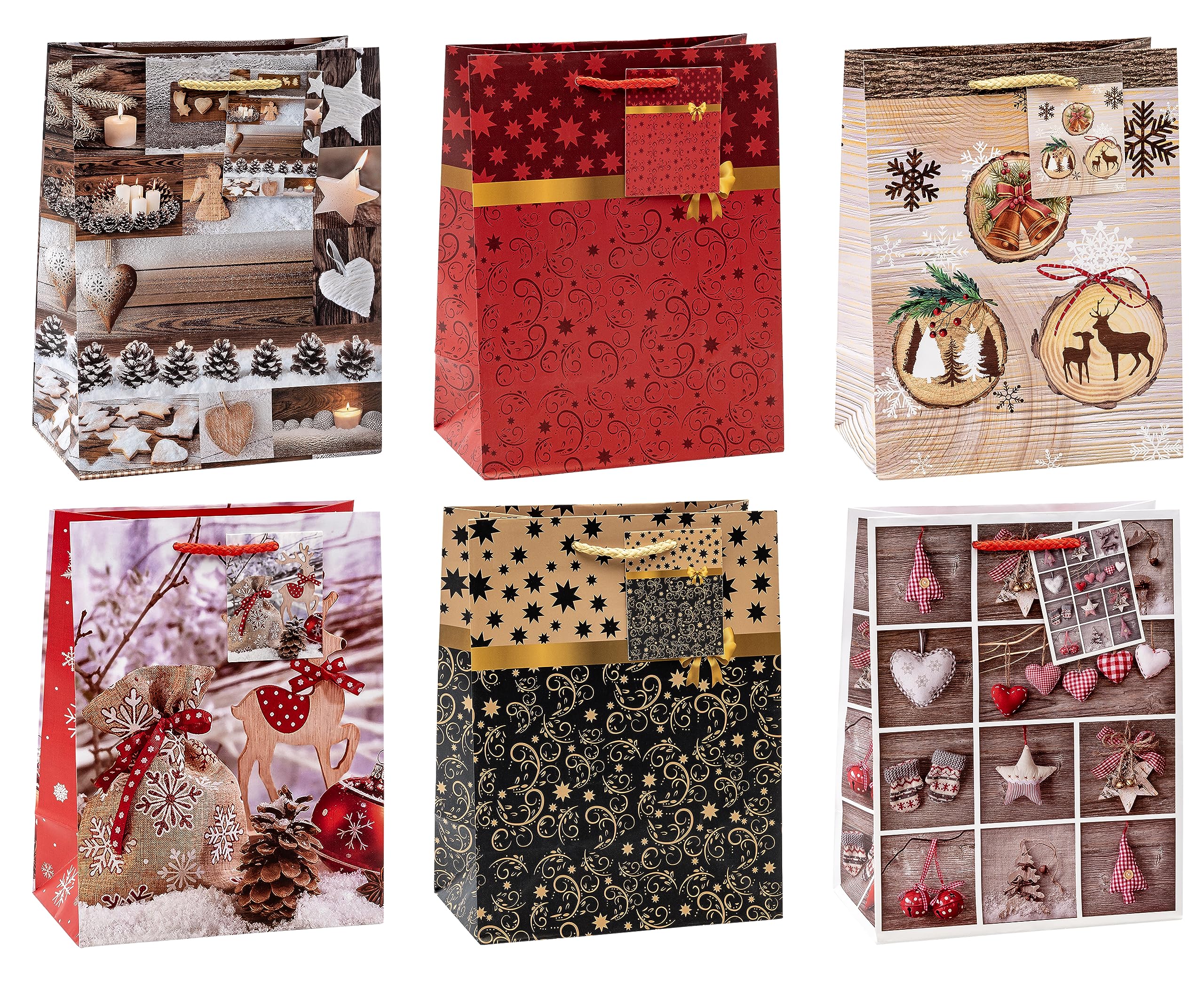 TSI 83019 Gift Bags Christmas No 9, Pack of 12, Size: Medium (7 x 4 x 9 inch)