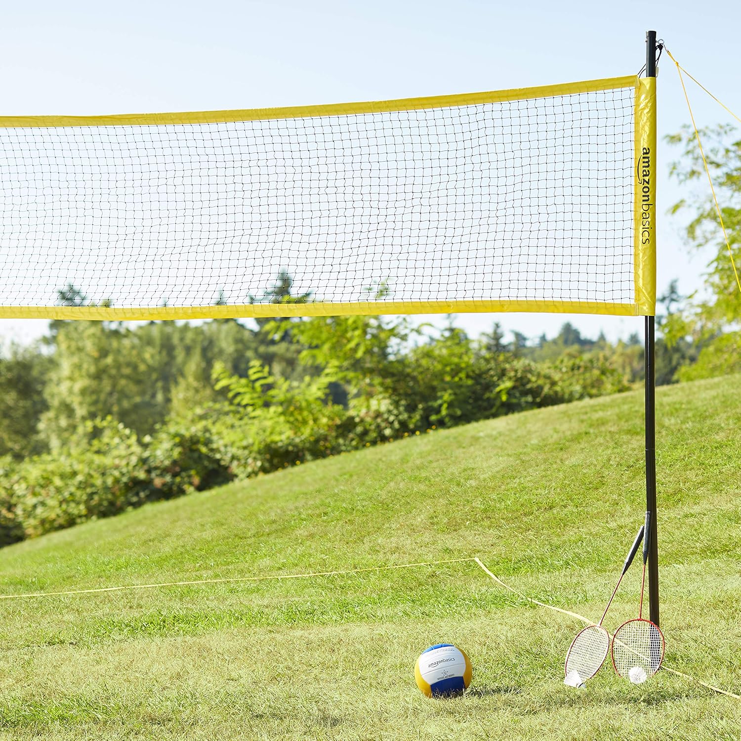 Basics Outdoor Volleyball And Badminton Combo Set With Net : Sports & Outdoors