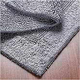 Bath Mat Rug 17x24" Rectangle Charcoal Grey, 100% Pure Cotton, Super Soft Reversible Bath Rug For Bathroom, Plush & Absorbent, Hand Tufted Heavy Weight Construction, Full Reversible Step Out Rugs