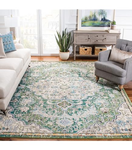Safavieh Teppich 'Madison Collection' – Vintage Medaillon Design, 2'3" X 8', Hellgrau/blau, Fleckenabweisend