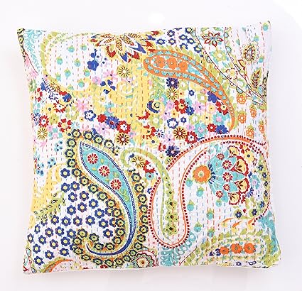 Amazon Com Jewel Fab Art Indian Tropicana Kantha Cushion Floral