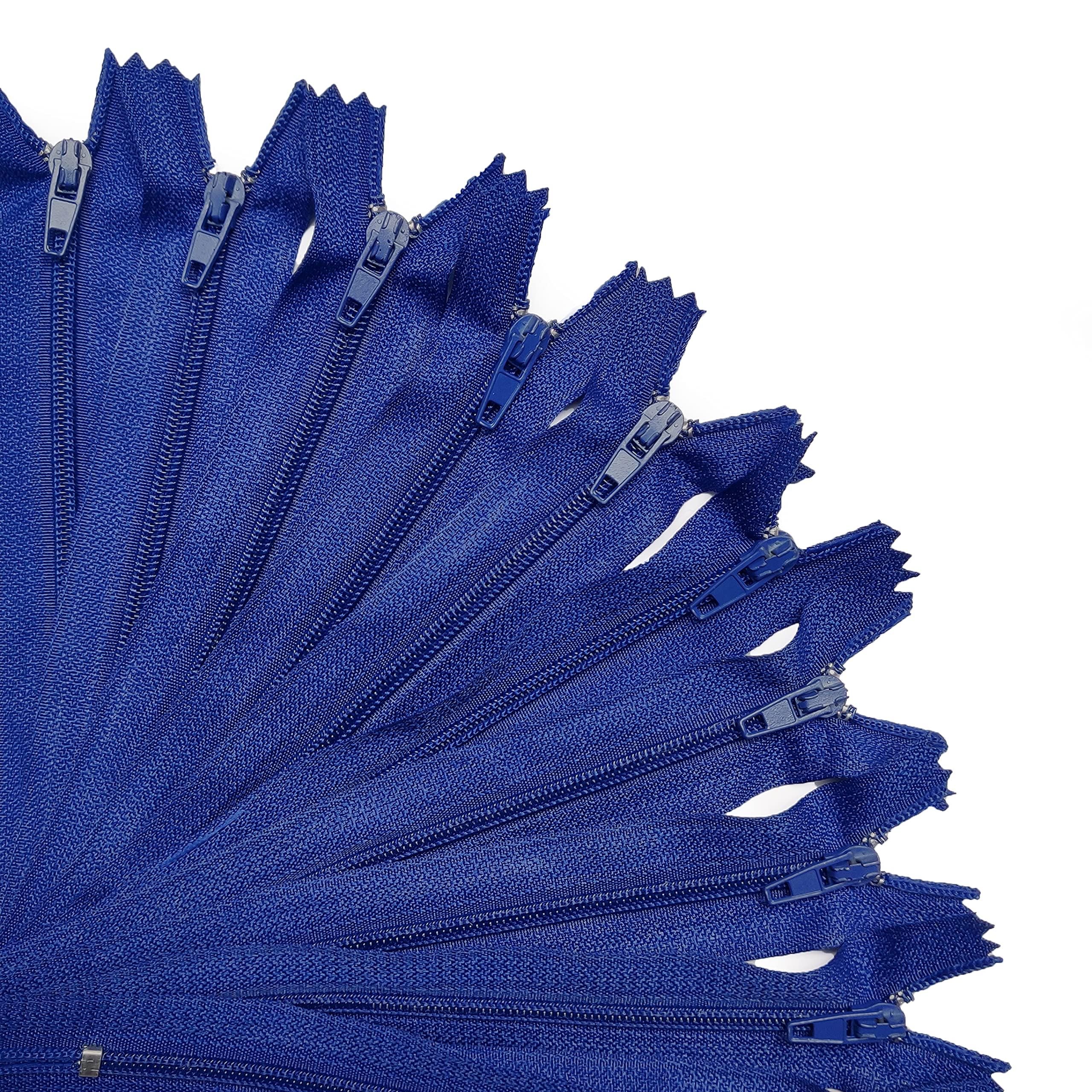KGS Zippers for Sewing Crafts | 20 Pieces per Pack | Single Color #3 Nylon Zippers for Making Bags, Pouches, Pillow Covers and Sewing Craft Projects (Royal Blue, 7 Inch (20 Pieces))