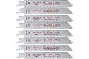6-Inch Thick Metal Cutting Reciprocating Saw Blades (18 TPI) Made of Long Lasting Bi-Metal (HSS Teeth Bonded to HCS Body) - 8 Pack - Caliastro