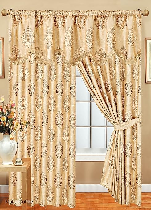 Malta Ready Made Fully Lined Pencil Pleat Jacquard Curtains